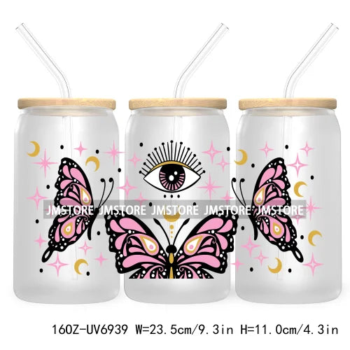 Blue Evil Eye 16OZ UV DTF Cup Wrap Transfers Stickers For Libbey Glass Can Cups Tumbler Waterproof Craft Mexican Culture Wraps