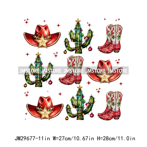 New Christmas Santa Social Club Coquette Western Boots Jolly Holiday Season Logos Iron On DTF Heat Transfer Stickers For Hoodies