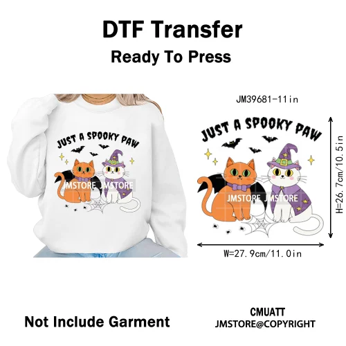Sweet Spooky Ghost Boo Coquette Pumpkins Halloween Skeleton Iron on DTF Washable Transfers Stickers Ready to Press for T-shirts