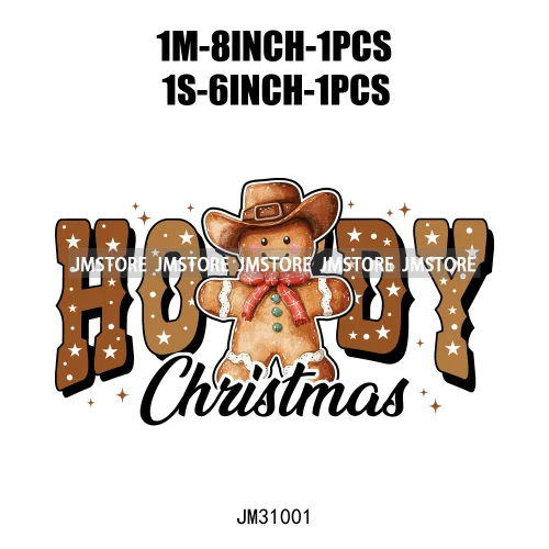 Funny Howdy Christmas Western Cowboy Highland Cow Gingerbread Boots Iron On DTF Transfers Stickers Ready To Press For T-shirts