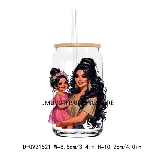 Latina Mama And Daughter UV DTF Transfers Stickers Decals For Libbey Cold Cups Mugs Tumbler Waterproof DIY Logo Mother's Day