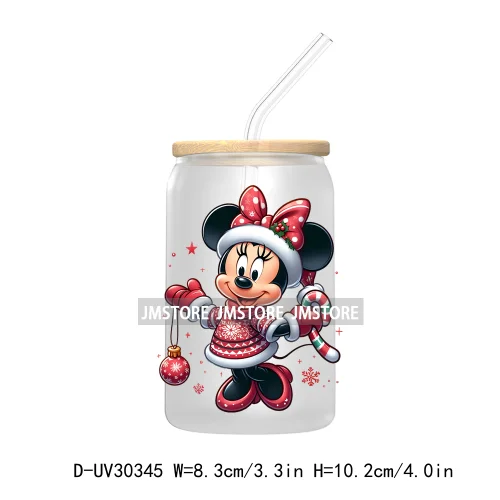 Merry Christmas Cartoon Mouse And Friends UV DTF Transfer Stickers Decals For Libbey Cold Cups Mugs Tumbler Xmas Bear Candy Cane