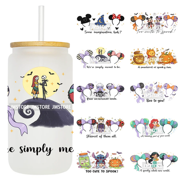 Mouse Halloween Villain Girly Cartoon Princess 16OZ UV DTF Cup Wraps Ready To Apply Transfer Stickers For Libbey Glass Can Mugs