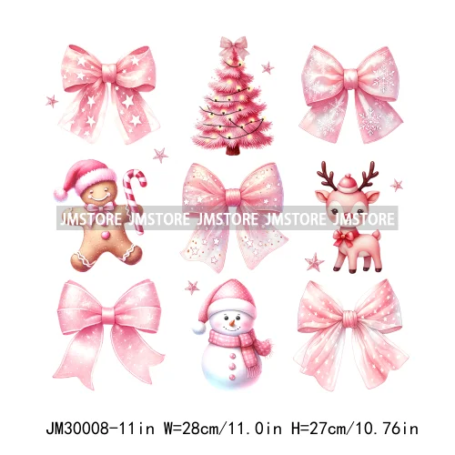 Coquette Pink Girly Christmas Vibes Book Just Waiting For Christmas Iron On DTF Transfer Stickers Ready To Press For Hoodies Bag