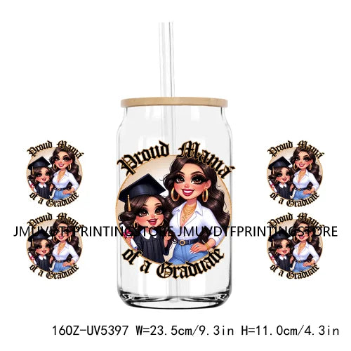 Chicano Graduation Mexican Lady 16OZ UV DTF Cup Wrap Transfers Stickers Custom Labels DIY Waterproof Logo For Libbey Glass Can