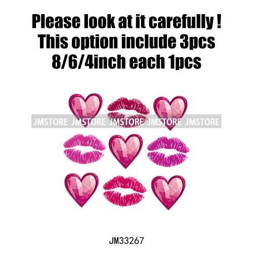 Colorful Love Heart Lips Coquette Happy Valentine's Day Iron On DTF Heat Press Transfers Stickers Ready To Press For Clothing