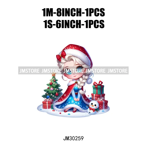 Cute Princess Red Ugly Sweater Cartoon Girls Friends Merry Christmas Iron On DTF Transfers Stickers Ready To Press For Clothing