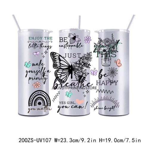 Cup of Positivity Mental Health 20OZ UV DTF Tumbler Straight Wrap Transfers Stickers Custom Labels DIY Durable Waterproof Logo