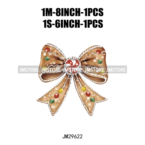 Gingerbread Reindeer Red Coquette Bow Girly Christmas Vibes Iron On DTF Transfers Stickers Ready To Press For Sweatshirt Bags