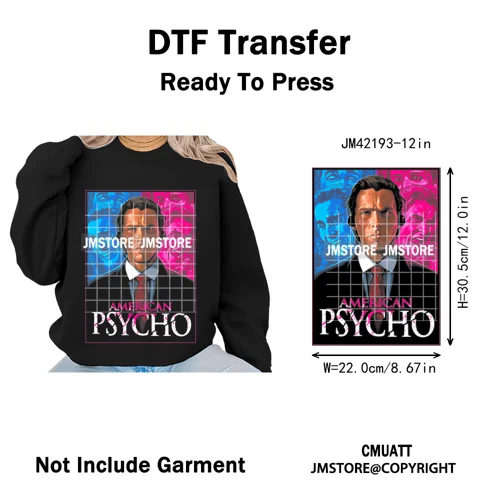 12in Retro Halftone Movie Halloween Spooky Popular Shows Iron on DTF Washable Transfers Stickers Ready to Press for Hoodies