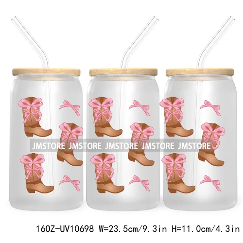 Dog Cat Mom UV DTF Cup Wraps Transfers Sticker For 16OZ Libbey Glass Can Butterfly Flowers Strawberry Coquette Cowgirl Boots