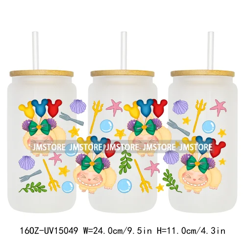 Trendy Coquette Bow Cartoon Doll Monsters 16OZ UV DTF Cup Wraps Ready To Apply Waterproof Transfer Stickers For Libbey Glass Can
