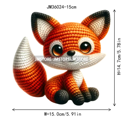 15cm 5.9in Colorful Cute Needle Hook Animal Iron On DTF Heat Transfer Sticker For Clothes Print Vinyl Washable T-Shirt Appliques