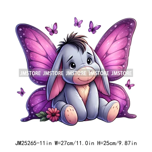 Cute Butterfly Baby Cartoon Animal Printing Decals Iron On DTF Heat Press Transfers Stickers Ready To Press For T-shirts Bags