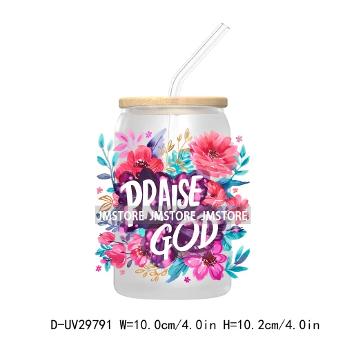 Retro Christian Religious Quotes UV DTF Transfer Stickers Decals For Libbey Cold Cups Mugs Tumbler High Quality God Jesus Faith