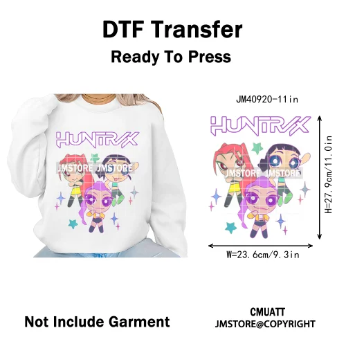 Music Kpop Group Lover Anime Fans Boys Girls Hunters Inspired Iron on DTF Washable Transfers Sticker Ready to Press for Clothing
