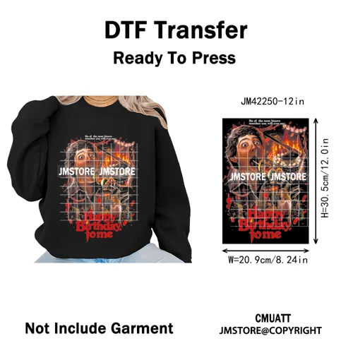 Funny Halftone Movie Series Killer Halloween Spooky Season Iron on DTF Washable Transfers Stickers Ready to Press for T-shirts