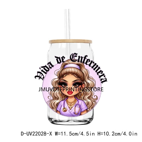 Chibi Mexican Latina Nurse Healthcare UV DTF Transfers Stickers Decals For Libbey Cold Cups Mugs Tumbler Waterproof DIY Craft