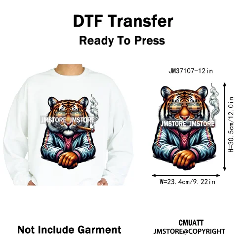 12in Cartoon Graffiti Streetwear Tiger Bunny Animal King Hip Hop Poster Iron on DTF Transfer Stickers Ready to Press for Hoodies
