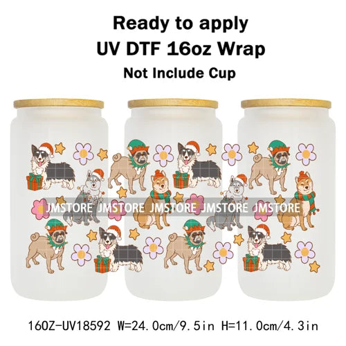 Ghost Santa Christmas Gingerbread Xmas UV DTF Stickers Ready To Apply Cup Wrap Custom Labels DIY Craft For Libbey Glass Can Mugs