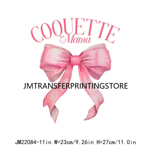 New Baseball Softball Sport Coquettee Mama Decals Pink Ribbon Bow Stanley Tumbler Iron On DTF Transfer Stickers For Sweatshirt