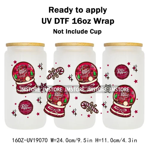 Christmas Couple Cartoon Princess UV DTF Cup Wrap Ready To Apply Transfer Sticker Custom 16OZ Tumbler Wraps For Libbey Glass Can