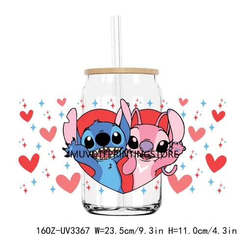 Valentine Cartoon Movie Couple Mouses UV DTF Sticker For 16OZ Libbey Glass Cup Can Wrap Transfer Sticker Custom Labels DIY Logo