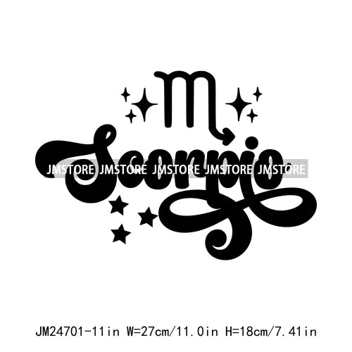 Zodiac Symbols Stars Constellation Astrology Signs Horoscope Letters Iron On DTF Transfer Stickers Ready To Press For Clothing