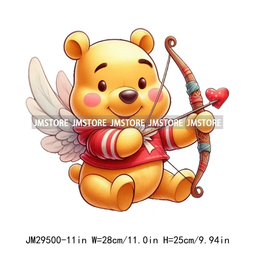 Happy Valentine's Day Cartoon Character Mouse Animal Cupid Love Heart DTF Iron On Transfers Stickers Ready To Press For T-shirts