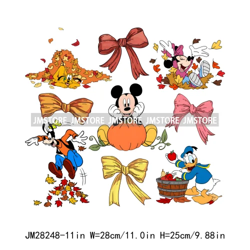 Cartoon Princess Cute Animal Coquette Fall Season Autumn Pumpkin Spice Iron On DTF Transfers Stickers Ready To Press For Clothes