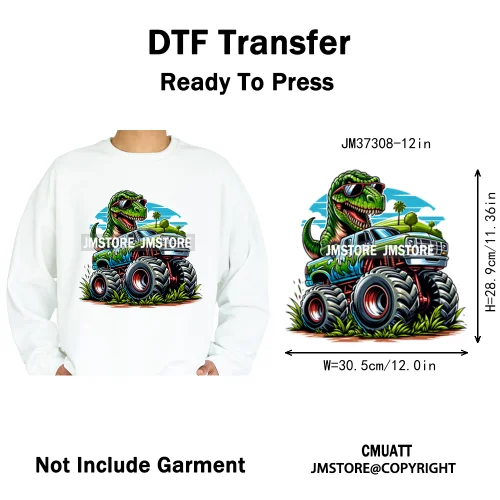 12in Monster Trucks Are My Jam Urban Graffiti Racing Rules Iron on Washable DTF Transfers Stickers Ready to Press for Clothing