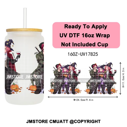 Kpop Movie Demon Hunters Boo Halloween Pumpkin Party 16OZ UV DTF Cup Wraps Ready To Apply Transfer Stickers For Libbey Glass Can
