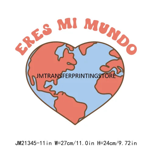 Funny Spanish San Valentin Love Quotes Iron On Decals Latina Mexican Me Gustas Eres Mi Mundo DTF Transfer Stickers For Clothing