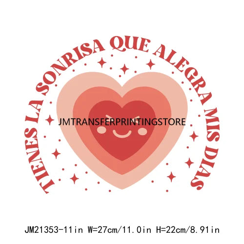 Funny Spanish San Valentin Love Quotes Iron On Decals Latina Mexican Me Gustas Eres Mi Mundo DTF Transfer Stickers For Clothing