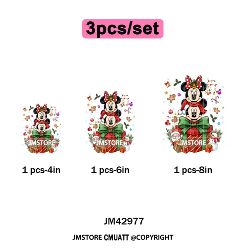 Very Merry Christmas Party Cartoon Princess Kids Friends Winter Gifts Iron on DTF Transfers Stickers Ready to Press for Textiles
