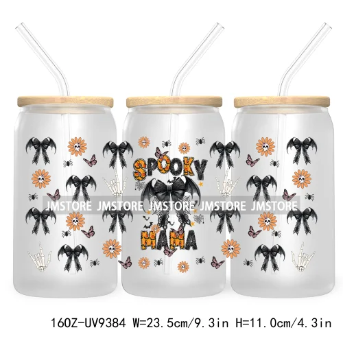 Coquette Pumpkin Autumn 16OZ UV DTF Cup Wrap Transfer Stickers Custom Waterproof Label For Libbey Glass Can Cute Ghost Halloween