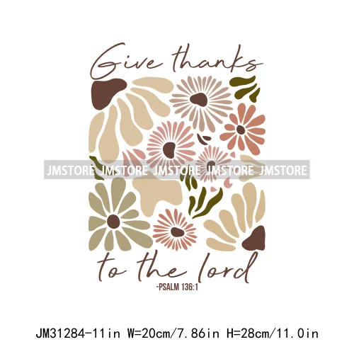 Give Thanks To The Lord Thanksgiving Bible Verse Jesus Fall Pumpkin Coquette Season Iron On DTF Transfers Stickers For Clothing