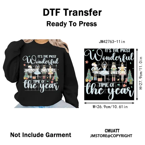 Merry Christmas Holly Jolly Coquette Tree Cartoon Movie Vibes Iron on DTF Washable Transfer Stickers Ready to Press for Textiles