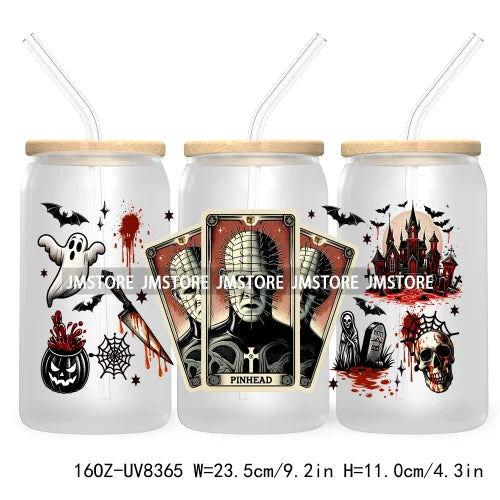 Ghostface Halloween Characters Tarot Card UV DTF Wraps Transfer Stickers Custom Labels Waterproof Logo For 16OZ  Libbey Cup Can