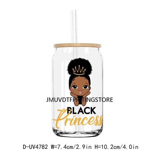 God Says I Am Black Queen Princess UV DTF Transfer Sticker Decal For Libbey Cold Cups Mugs Tumbler Waterproof DIY Logo Afro Girl