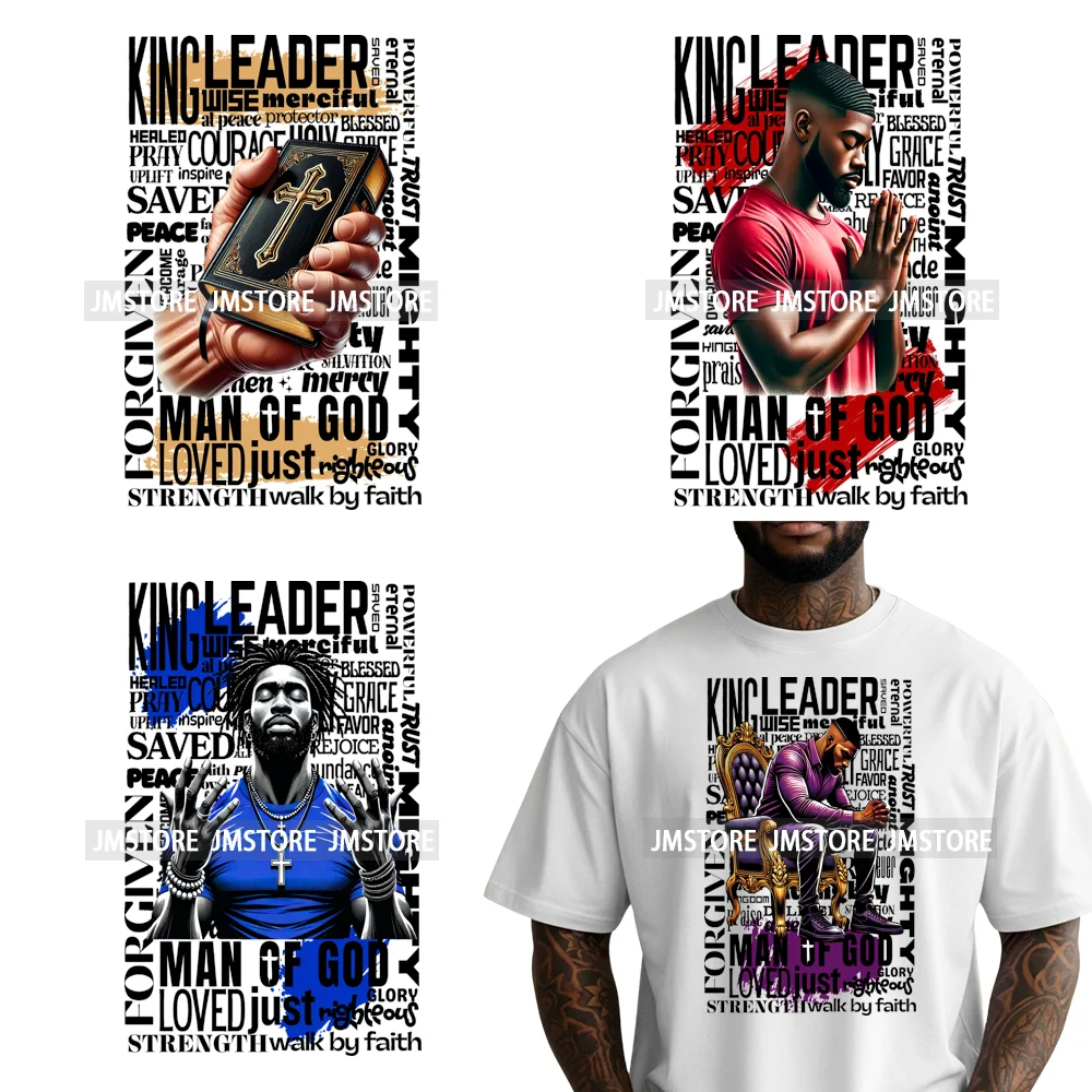 Bible Inspirational Quotes Black Prayer Men of God Religious Iron on Washable DTF Transfers Stickers Ready to Press for Textiles