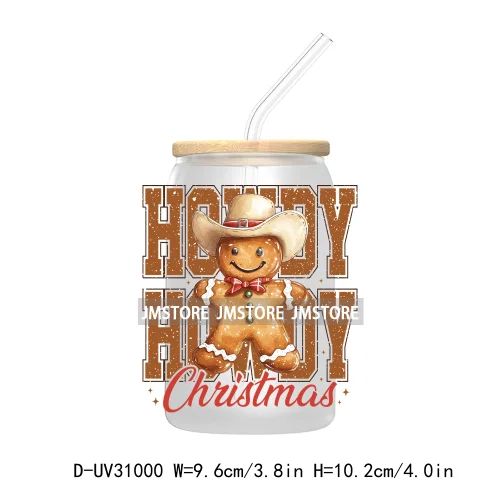 Howdy Christmas Boots Cowboy Cowgirl Western Country Xmas UV DTF Transfer Stickers Decals For Libbey Cold Cups Mugs Tumbler Bow