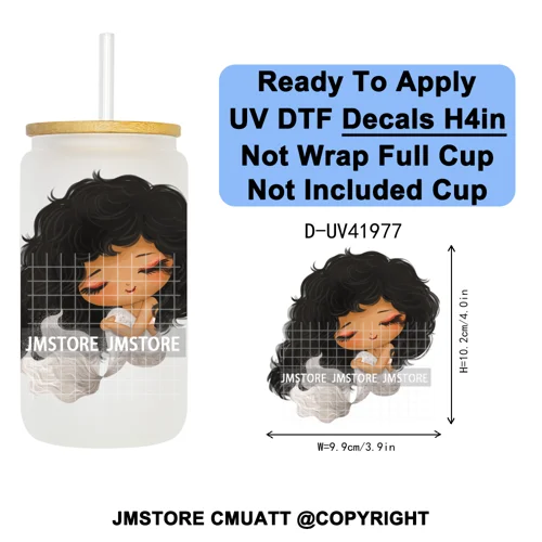 Cute Little Mermaid Cartoon Princess Festive UV DTF Transfer Stickers Decals Ready To Apply Waterproof For 16OZ Libbey Glass Can