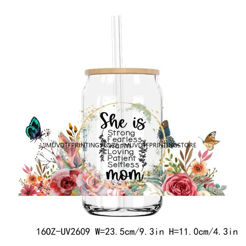 Thankful Mama With Sunflowers 16OZ UV DTF Cup Wrap Transfers Stickers Custom Labels DIY Waterproof Logo For Libbey Glass Can