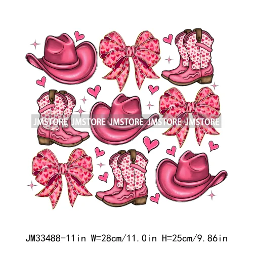 Pink Loved XOXO Coquette Bow Animal Western Cupid Sweet Valentine Iron On DTF Transfers Stickers Ready To Press For Sweatshirts