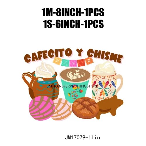 DIY Cafecito Y Chisme Latin Mexico Culture Thermal Design Colorful No Me Ghosta DTF Transfer Stickers Ready To Press For Hoodies