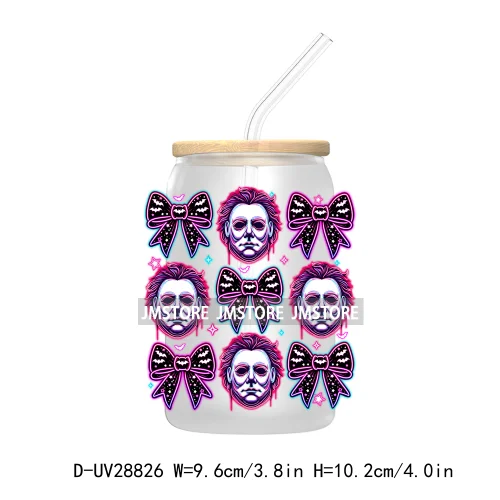 Thug Life Horror Movie Scary Halloween UV DTF Transfer Stickers Decals For Libbey Cold Cups Mugs Tumbler Coquette Bow Friends