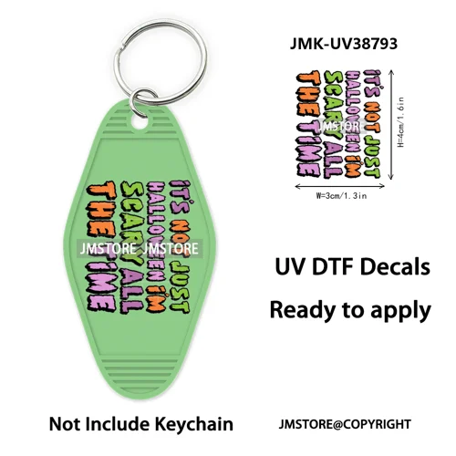 Fall Halloween Quotes Spooky Boo UV DTF Motel Keychain Decal Ready To Ship Durable Transfer Stickers Prints For Hotel Keychain
