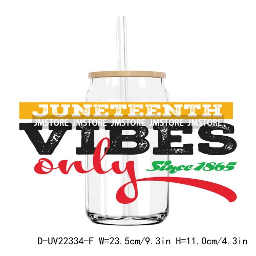 Celebrate 1865 Juneteenth Freedom UV DTF Sticker For 16OZ Libbey Glass Cup Can Wrap Transfer Stickers Custom Labels DIY Logo