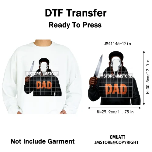 Halloween Spooky Afro Dad Scary Movie Smoking Character Costume Design Iron on DTF Transfer Stickers Ready to Press for Clothing